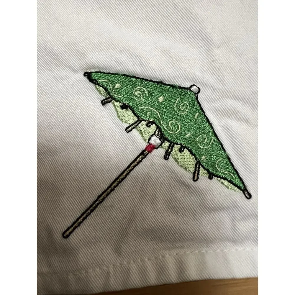 Pier one 6 Pcs Embroidered Umbrella Napkins Square 9” 100% Cotton French Countr